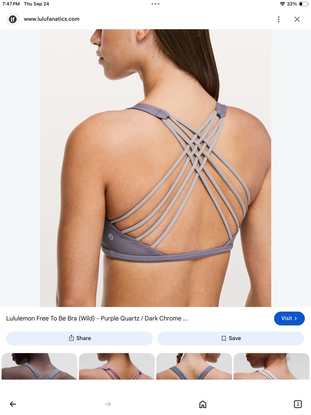 lululemon athletica Free To Be Strappy Sports Bra in Purple Quartz